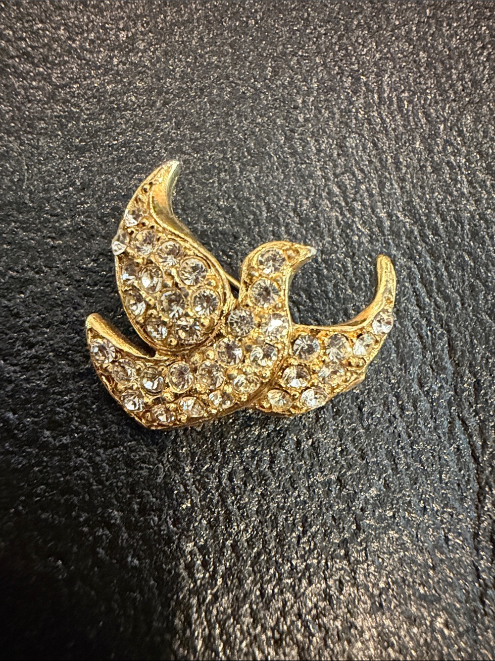 Gold Tone Crystal Dove Brooch - Women Jewelry